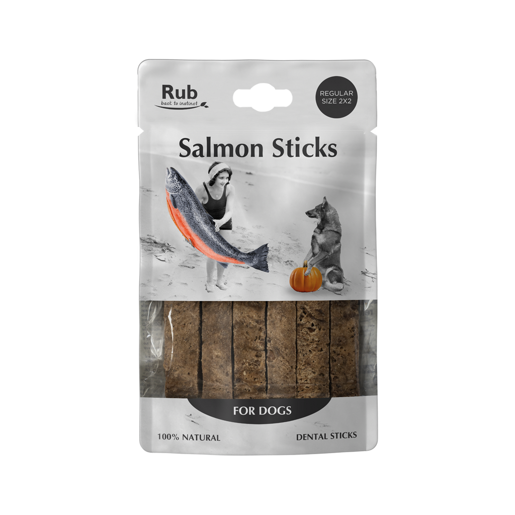Salmon Dental Treat Sticks for Dogs 100g - 2x2cm sticks