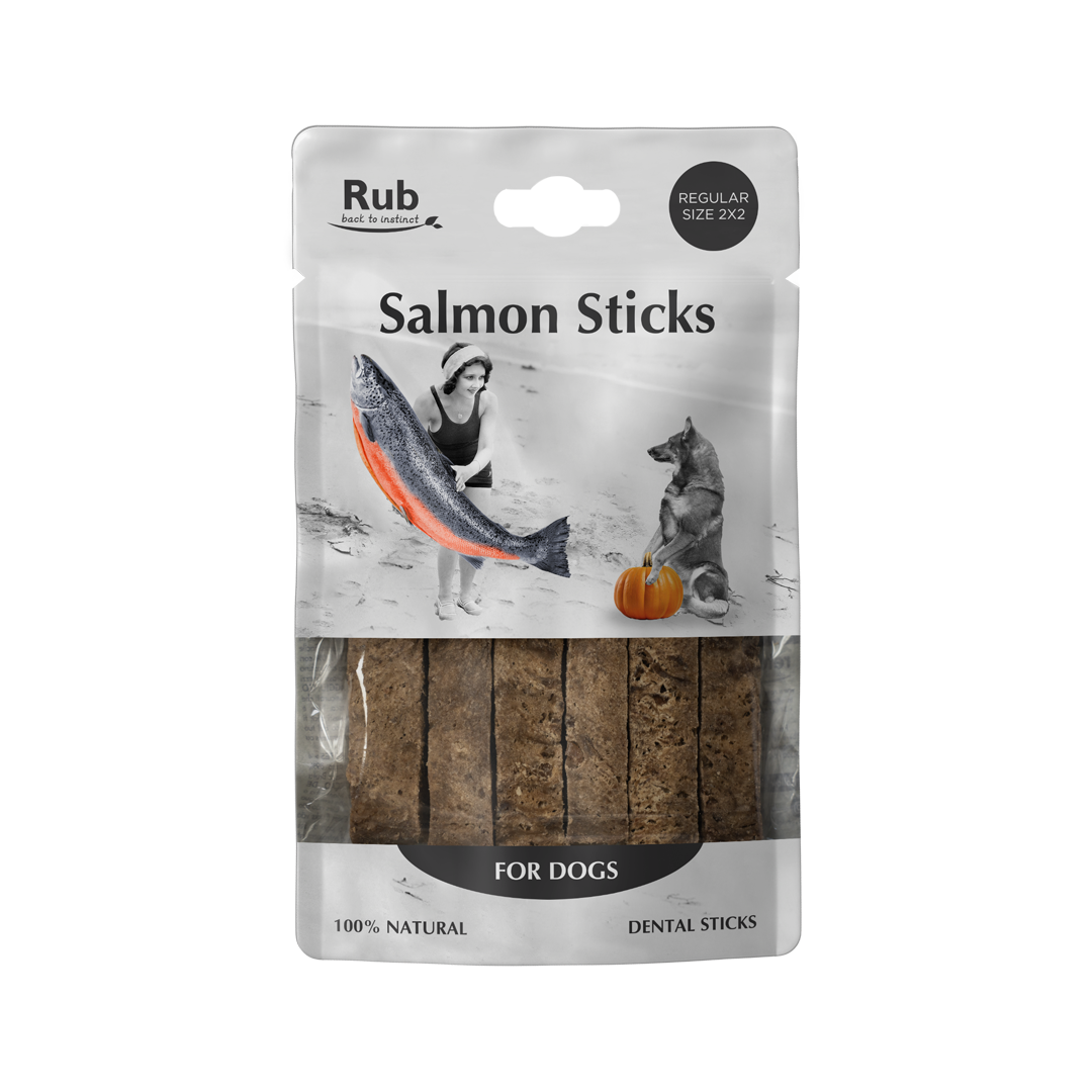 Salmon Dental Treat Sticks for Dogs 100g - 2x2cm sticks
