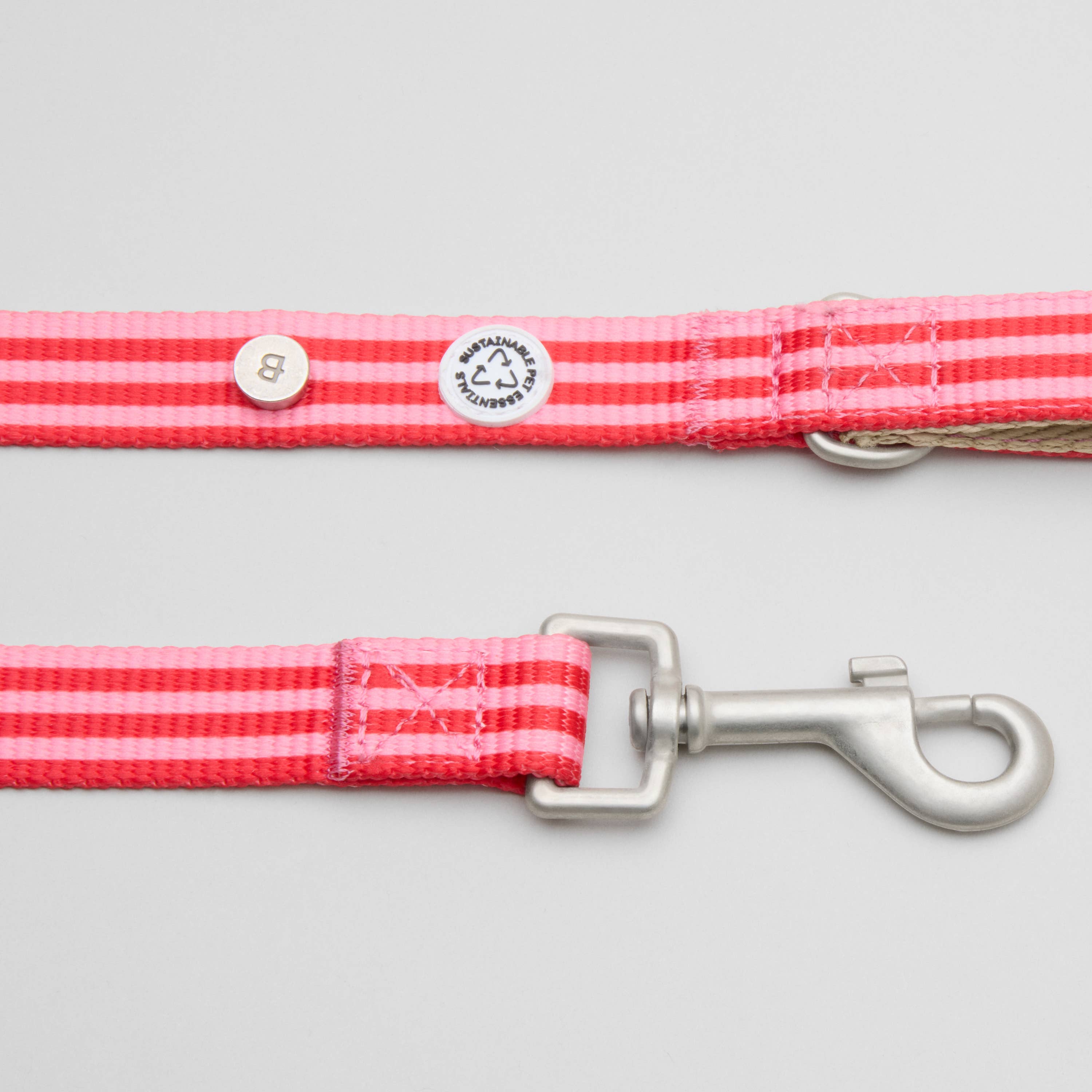 Dog Leash Striped Red & Pink Recycled Material