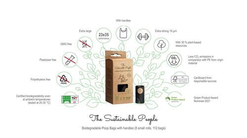 Biodegradable Dog Waste Bags x 8 (with handles)