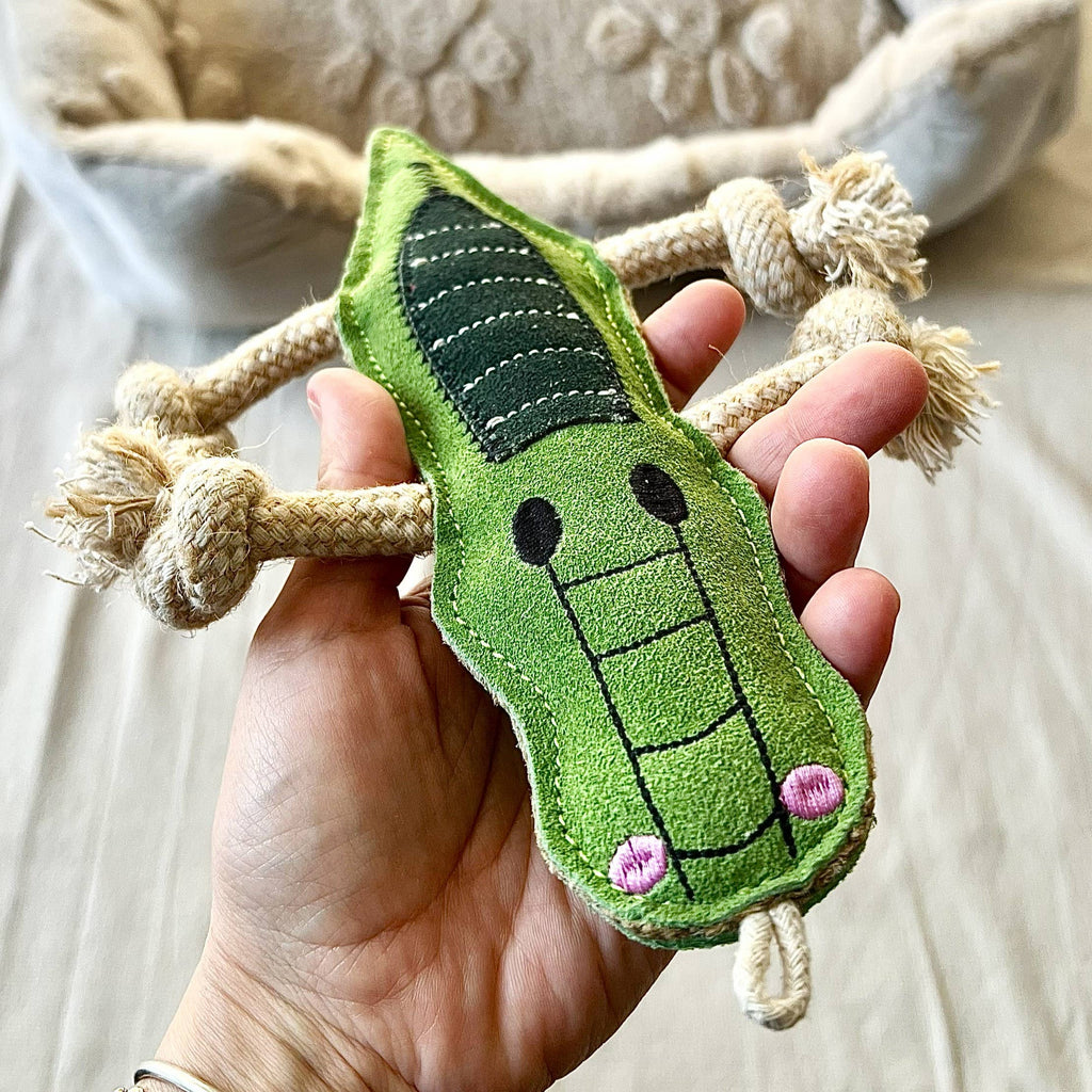 Dog toy in suede leather - CROCODILE 🐊