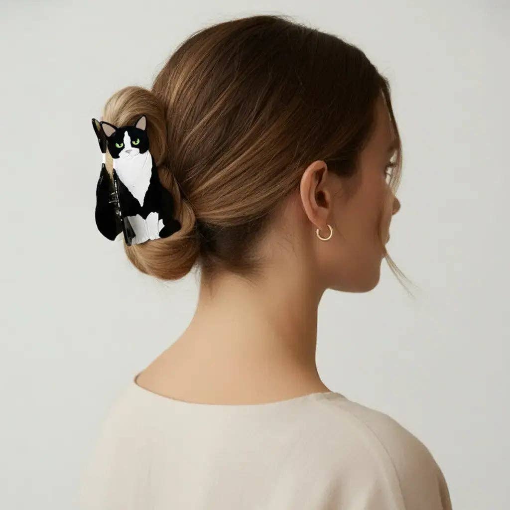Hair Clip - Tuxedo Cat
