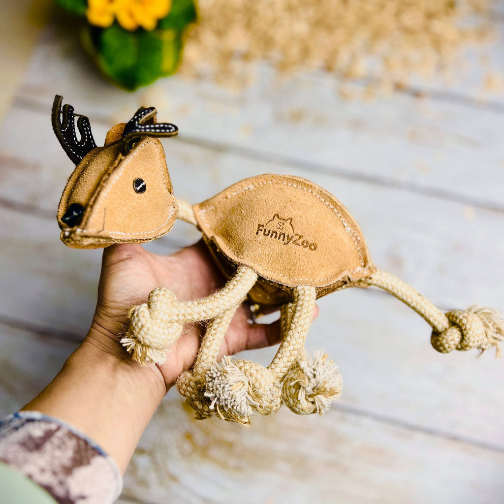 Natural dog toy in suede - REINDEER 🦌