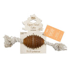 Natural Rubber Rugby Spike & Rope Dog Toy - M