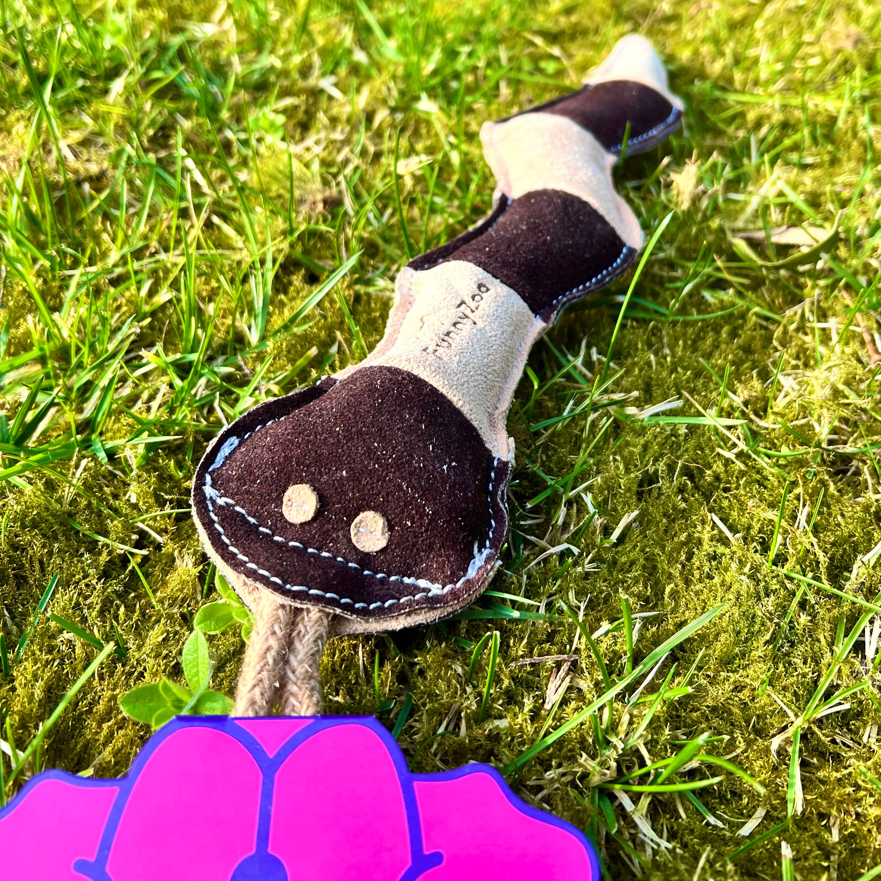 Natural dog toy in suede - SNAKE 🐍