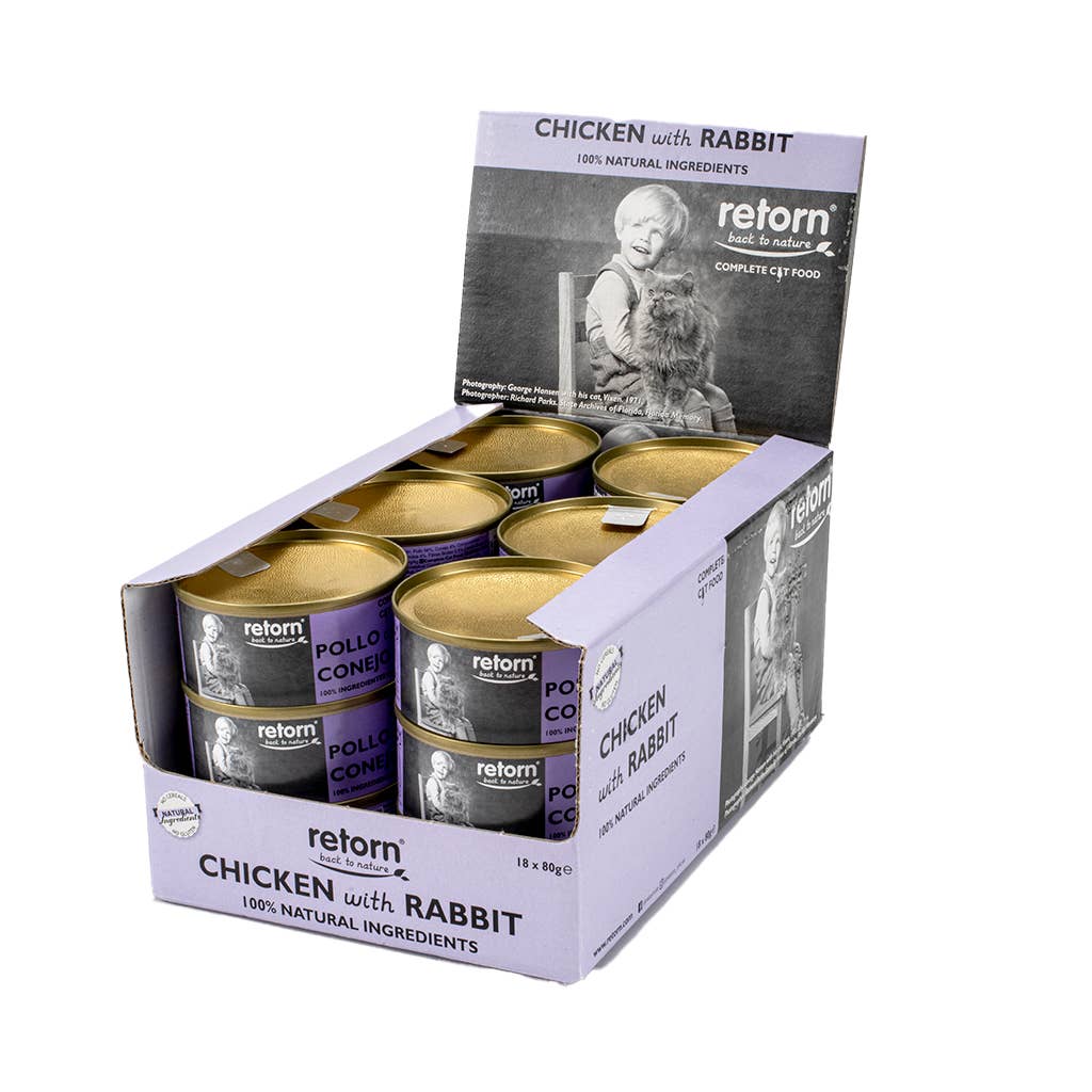 Chicken with Rabbit can for cats (80g) by Retorn