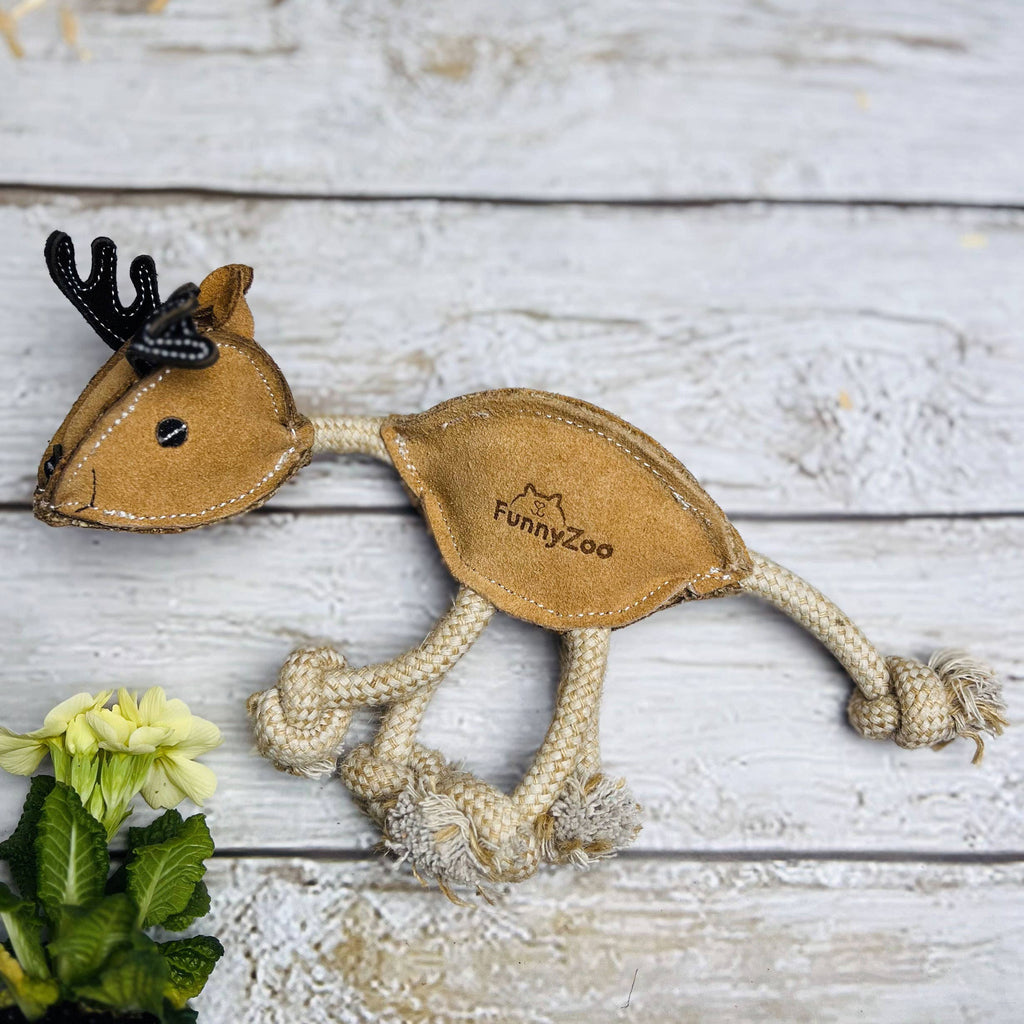 Natural dog toy in suede - REINDEER 🦌