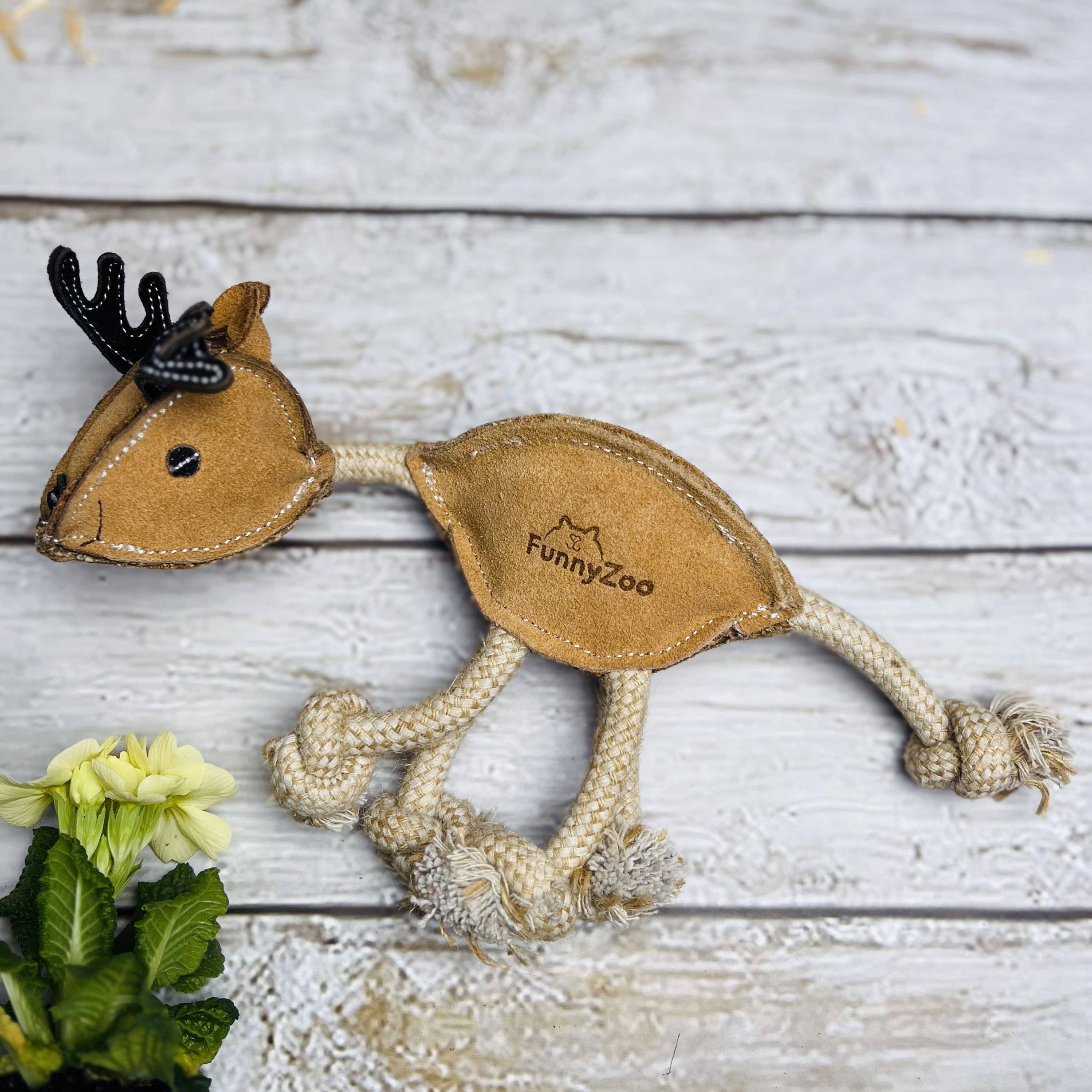 Natural dog toy in suede - REINDEER 🦌