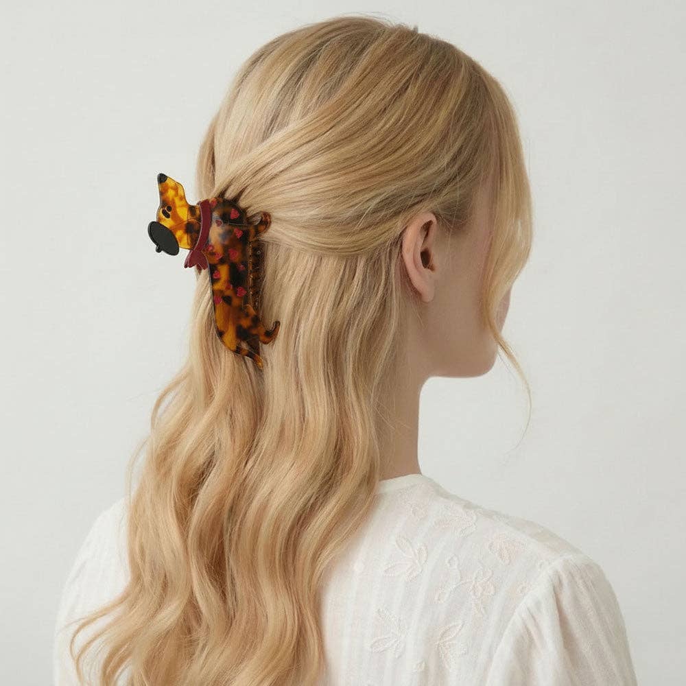Hair clip - dachshund with beret